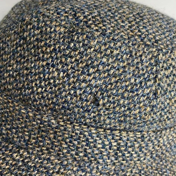 VINTAGE FailsWorth Wool Tweed Bucket Hat Blue Tan Mix Quilted Lining Small - Picture 5 of 10